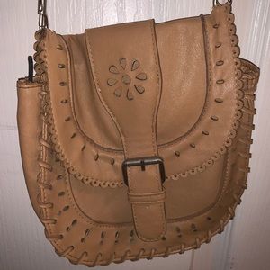 Tan Woven Retro Shoulder Bag